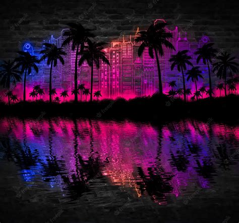 Premium Photo Neon Palm Tree Tropical Leaves