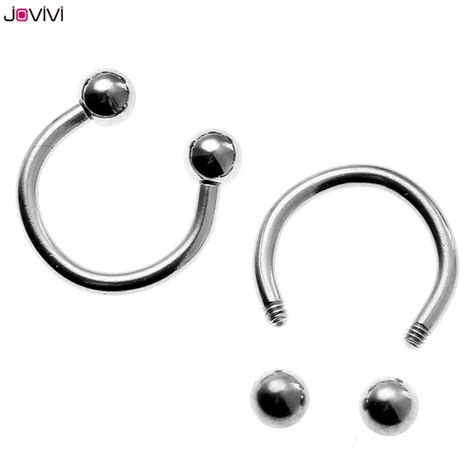 Jovivi 10pcs Stainless Steel Circular Horseshoe Ring Nose Hoops Ring