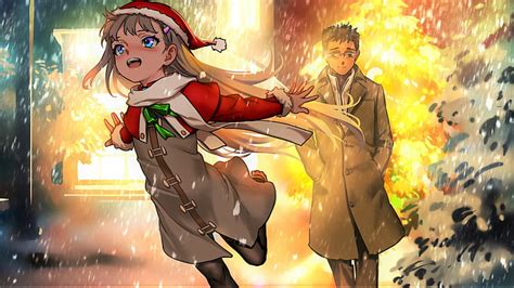 3840x1080px Free Download Hd Wallpaper Anime Girls As109 Artwork Snow Winter Christmas
