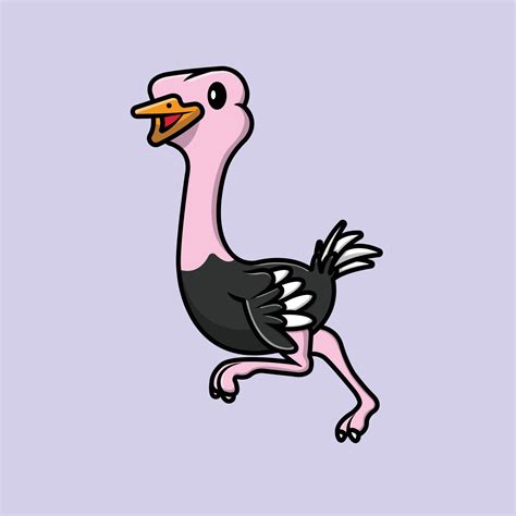 Cute Ostrich Cartoon Vector Icon Illustration Animal Icon Concept