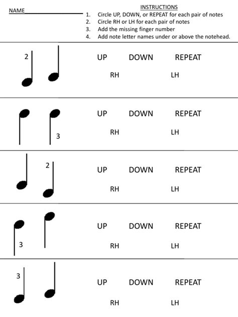 Piano Lesson Worksheets