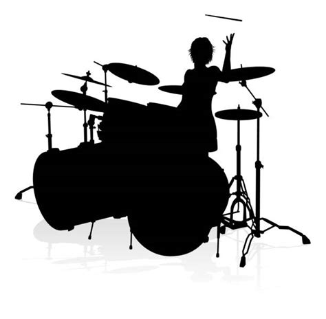 Drummer Girl Silhouettes Illustrations Royalty Free Vector Graphics