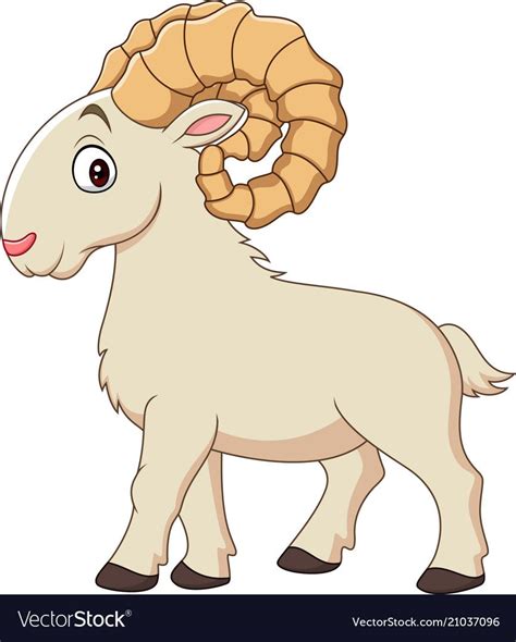 Cartoon Funny Goat Isolated On White Background Vector Image Goats