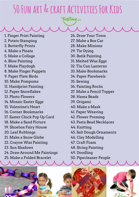 50 Fun Ideas For Art And Crafts For Kids Checklist