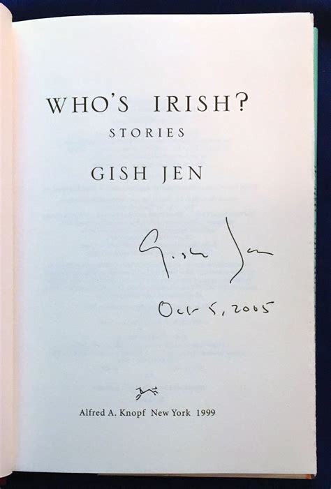 Whos Irish Stories Gish Jen Gish Jen First Edition First Printing