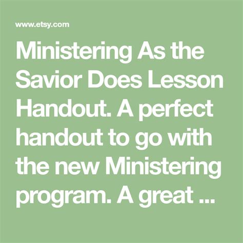 Ministering As The Savior Does Relief Society Printable Relief