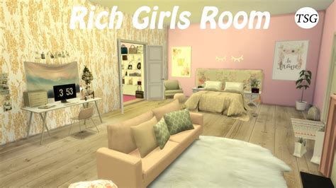 The Sims 4 Rich Girls Room Cc Speed Build Youtube