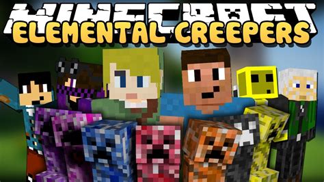 Minecraft Elemental Creepers Free For All Elemental Creepers Mod Gameplay Youtube