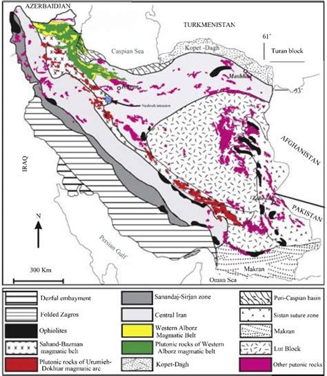 Schematic Geological Map Of Iran Showing The Distribution Of The