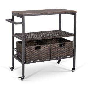 Its two wheels and a handle let you easily take it mobile, while a pair of shelves are perfect for perching everything from liquor and glassware to. Outdoor Serving Carts | Hayneedle