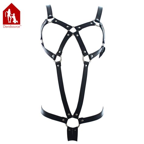 Davidsource Hollow Bra Leather Harness With T Back Virginity Belt