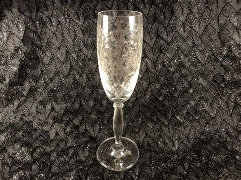 vintage etched crystal champagne stemware flute glass flute glass stemware crystal champagne