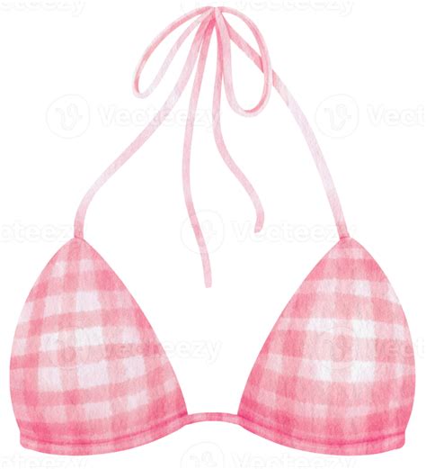 Pink Checkered Pattern Bikini Swimsuits Watercolor Style For Decorative
