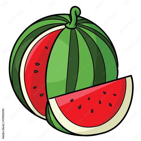Watermelon Cartoon Illustration Of Cute Cartoon Watermelon Stock