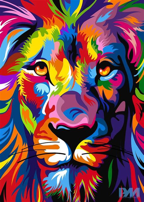 Colorful Lion Art Illustrations Emilee Frankhouser