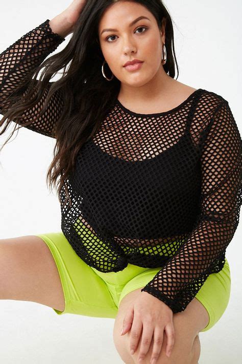 Plus Size Fishnet Top Forever 21 Neon Outfits Plus Size Swimwear
