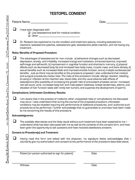Testosterone Injection Consent Form Fill Out And Sign Online Dochub