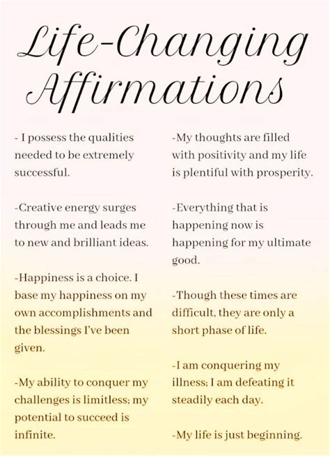 Positive Life Changing Affirmation That Will Change Your Life