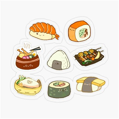 Cute Japanese Foods Sticker Pack And Pattern By Hheiyeh Redbubble