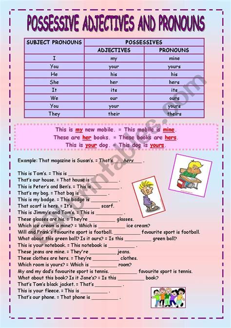 Subject And Object Pronouns Possessive Adjectives Esl Worksheet By Images
