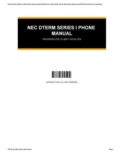 Nec Dterm Series I Phone Manual By As322 Issuu