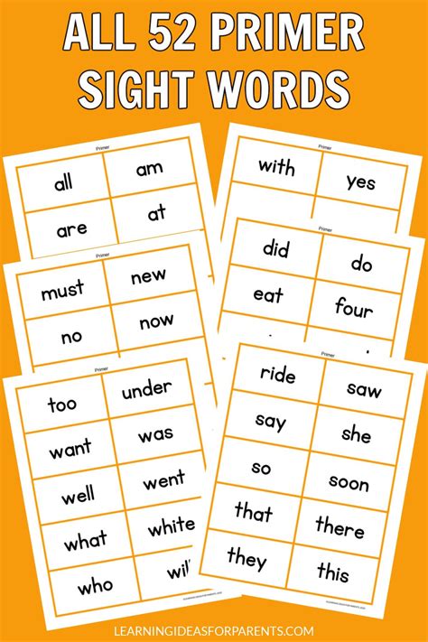 Dolch Sight Word Flash Cards Free Printable For Kids