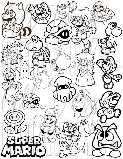 Super Mario Coloring Sheets 24 Digital Pdf Coloring Pages Etsy