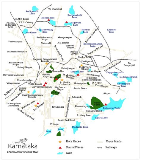 Kerala tourism map with distance pdf : Bangalore Tourist Map