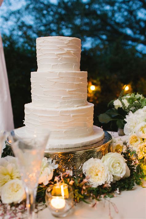 3 Tier All White Buttercream Wedding Cake Textured