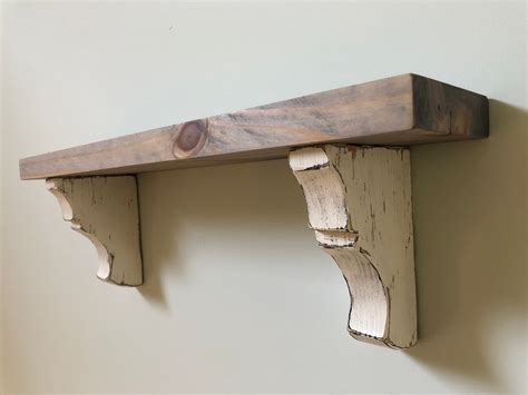 Crown Molding Floating Shelf With Corbels Accent Shelf Distressed