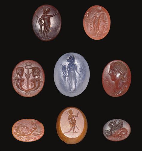 Eight Roman Ring Stones Circa 1st Century Bc 2nd Century Ad