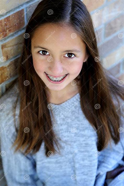 girl with braces stock image image of casual braces 47911285
