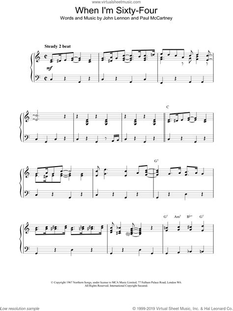 Beatles When Im Sixty Four Sheet Music For Piano Solo Pdf