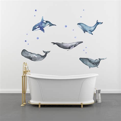Whale Wall Decal Playroom Wall Decals Whale Wall Sticker Etsy Whale