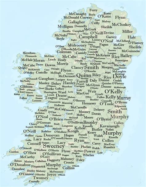 Ten Most Common Surnames In Ireland 1890