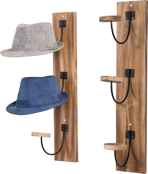 Myt Rustic Burnt Wood Hat Rack For Wall With Metal Wire And Wood