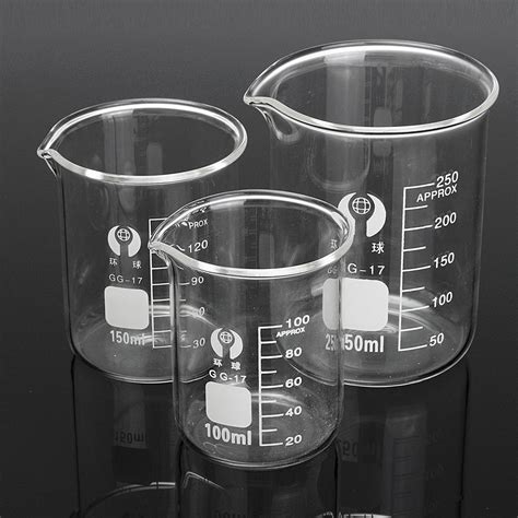 3pcs Graduated Borosilicate Glass Beaker 100ml 150ml 250ml Set Volumetric Laboratory Glassware