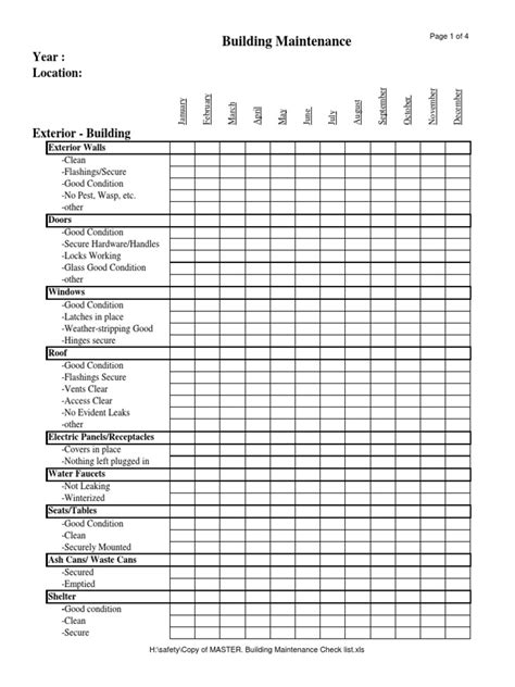 Printable Hotel Maintenance Checklist Printable Blank World