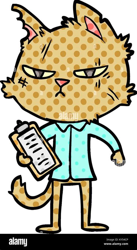 Tough Cartoon Cat With Clipboard Stock Vector Image And Art Alamy