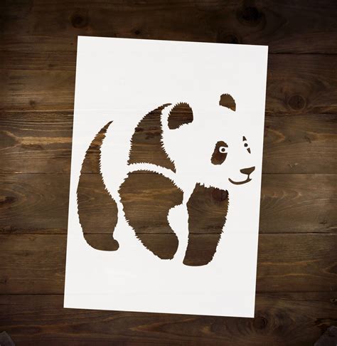Panda Stencil Reusable Diy Craft Mylar Stencil For Paint Home Etsy