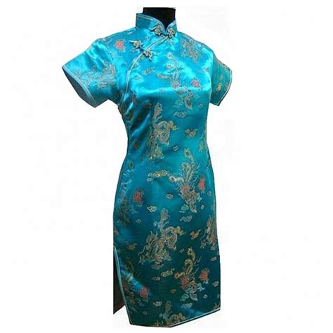 Black Traditional Chinese Classic Dress Mujere Vestido Womens Satin Cheongsam Mini Qipao Size M