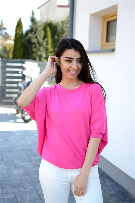 Wide Loose Blouse Bust Oversize Pink Cotton Blouse For Women Etsy