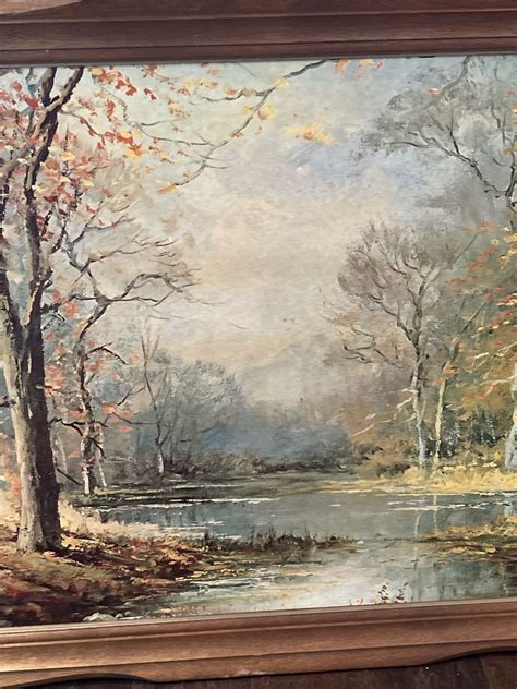 Vintage Robert Wood October Morn Hand Signed Oil Painting 48” X 24