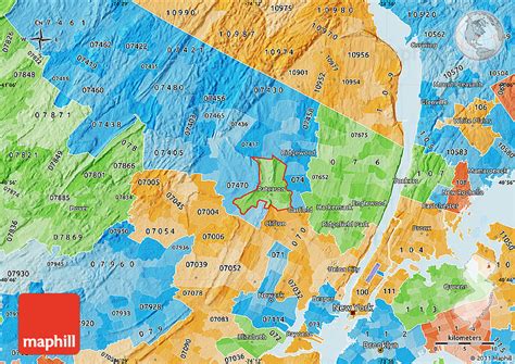 Political Shades Map Of Zip Codes Starting With 075
