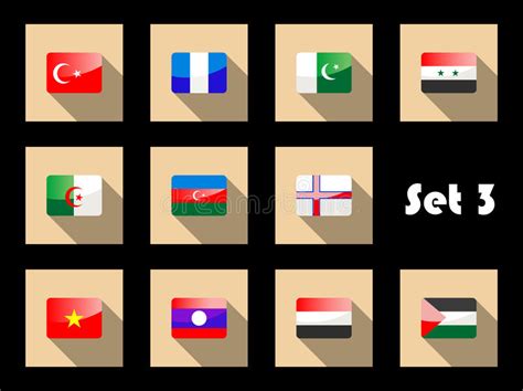 Set Of Flat Flag Icons Of Eastern Countries Stock Vector Illustration