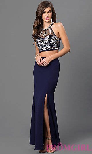 Navy Blue Two Piece Jeweled Bodice Dress By My Michelle At