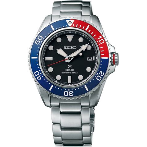 Seiko Prospex Solar Diver 428mm Mens Watch Blue And Red Sne591p1