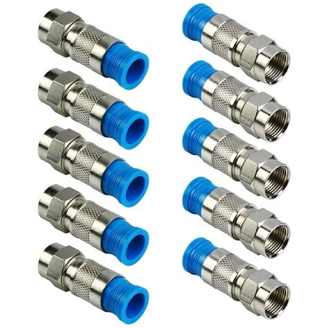 10 Pcs F Type Compression Connector Male Plug Rg6 Quad Shield Coax