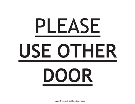 Printable Please Use Other Door Sign Free Printable Signs