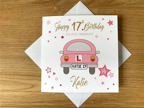 Personalised Girls Learner Driver 17th Birthday Card Any Age Etsy